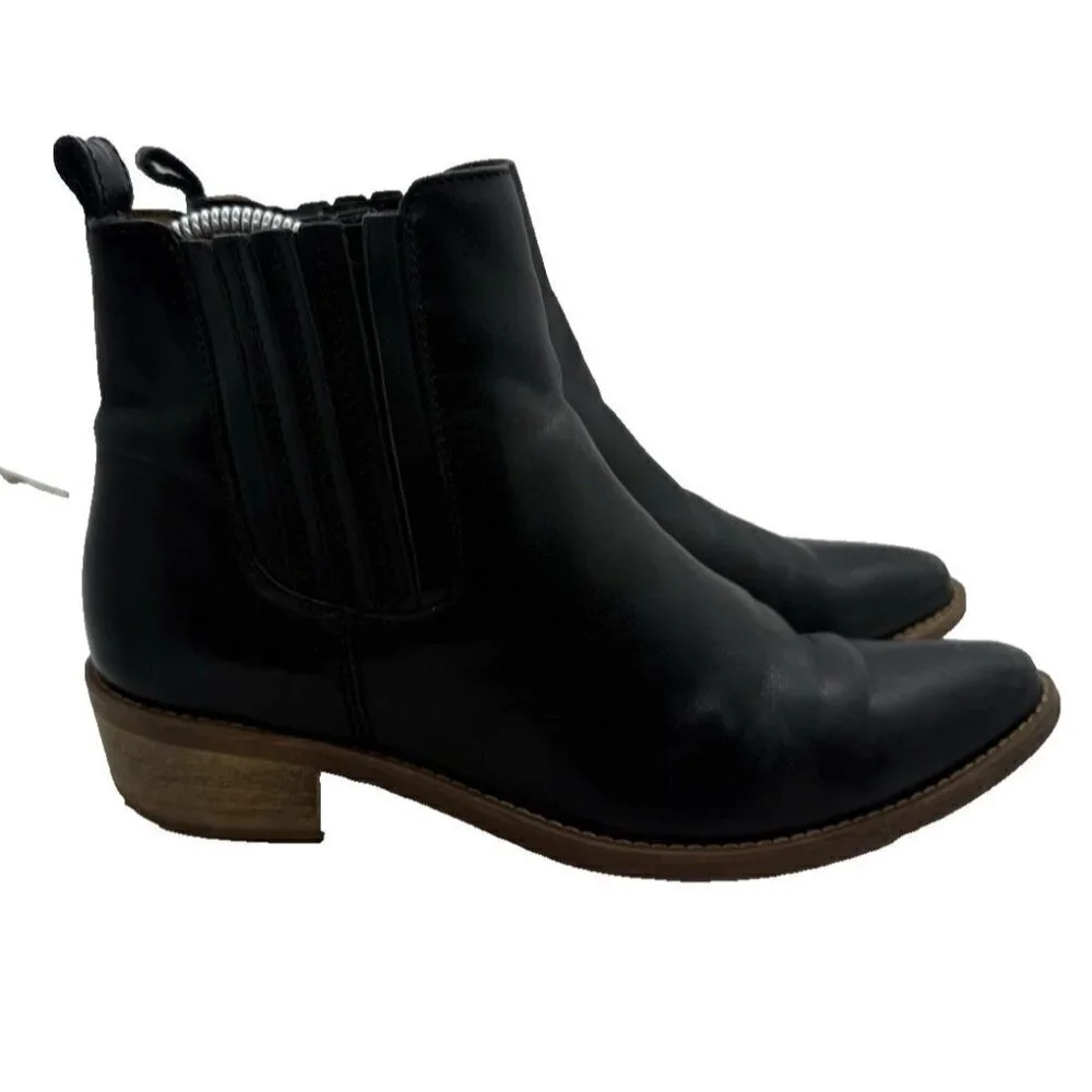 Madewell Spencer Chelsea Ankle Pull On Leather Women's Boots Black BOHO Sz 6.5